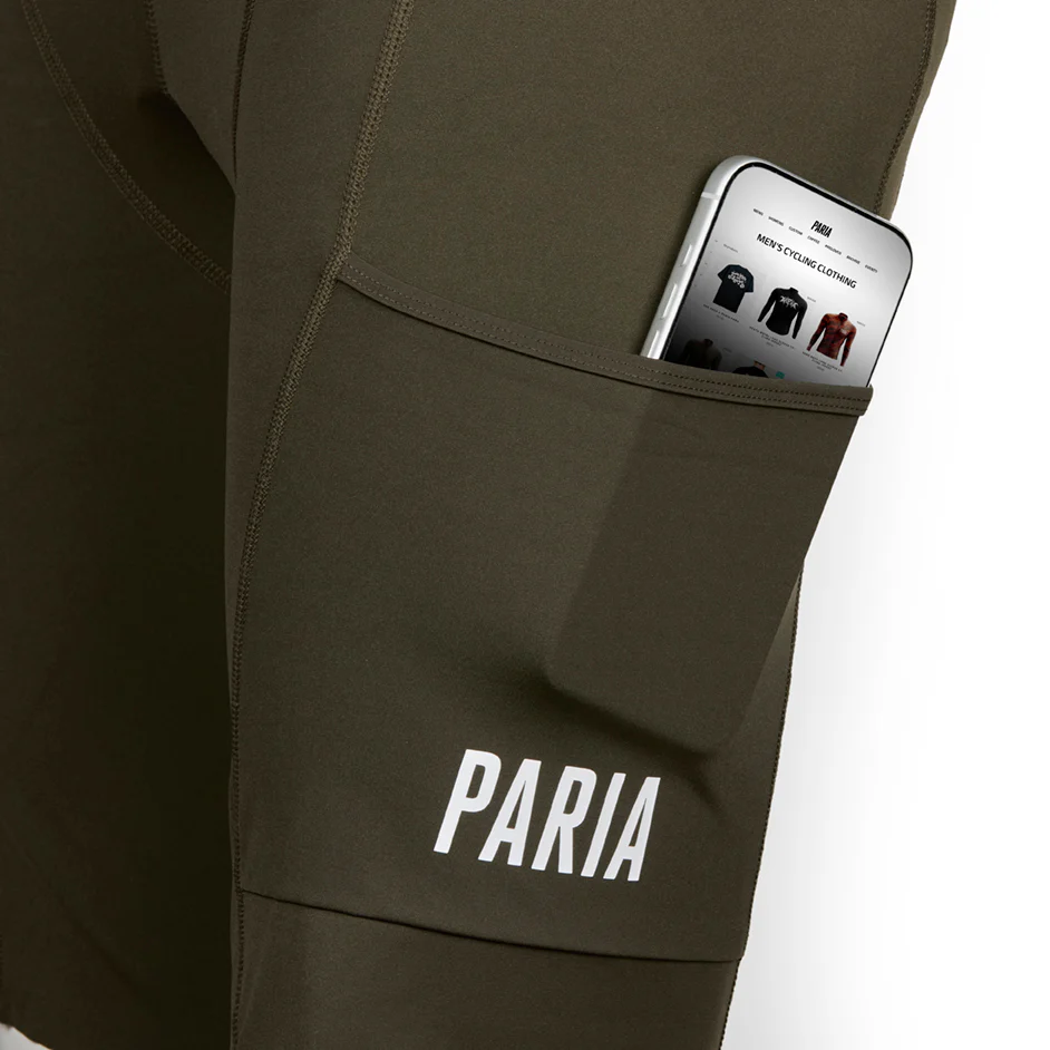 Mens Khaki Cycling Gravel Shorts with extra 5cm - Image 3
