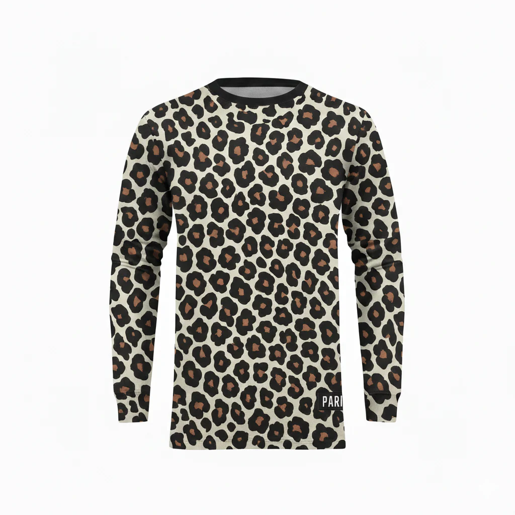 PARIA Leopard Print Technical Long Sleeve Running T-Shirt