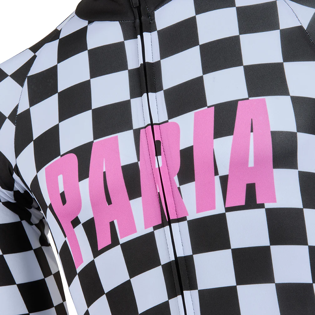 Wreckerboard Checked Aero Long Sleeve Cycling Jersey - Image 3